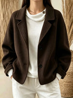 Women's Notched Lapel Single-Breasted Fleece Coat