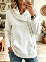 Women's Asymmetrical Zip Cowl Neck Sweatshirt