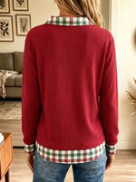 Women's Merry Christmas Plaid Collar Layered Top