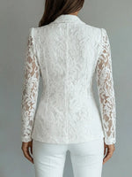 Retro Floral Lace Hollow Art Casual Stylish Long Sleeve Lapel Coat