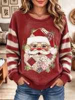 Women's Vintage Santa Claus Graphic Christmas Patchwork Sweatshirt