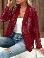 Retro Elegant Floral Lace Hollow Art Casual Stylish Long Sleeve Coat
