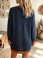 Women's Colorblock Trim Button-Down Knit Cardigan