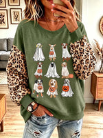 Vintage Elegant Sparkling Halloween Animal Leopard Print Sweatshirt