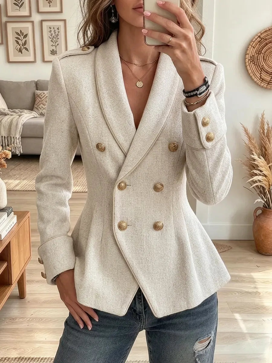 Retro Chic Double-breasted Blazer Art Casual Stylish Long Sleeve Coat