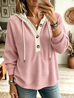 Women's Contrast Trim Waffle Knit Hoodie