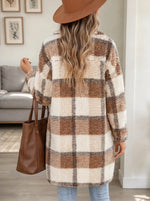 Women's Plaid Fleece Teddy Coat
