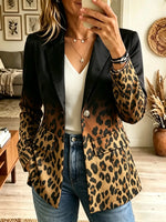Women's Ombre Leopard Print Single-Button Blazer