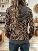 Women's Leopard Half-Zip Hooded Pullover