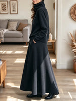 Vintage Chic Turtleneck Art Casual Stylish Long Sleeve Top And Skirt Two-piece Suit