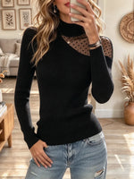 Women's Elegant Lace-trimmed High-sleeved Top