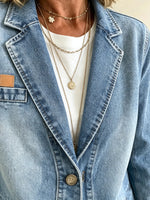 Women's Flap Pocket Single-Breasted Denim Blazer
