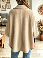 Women's Spread Collar Button-Front Fleece Cape Coat