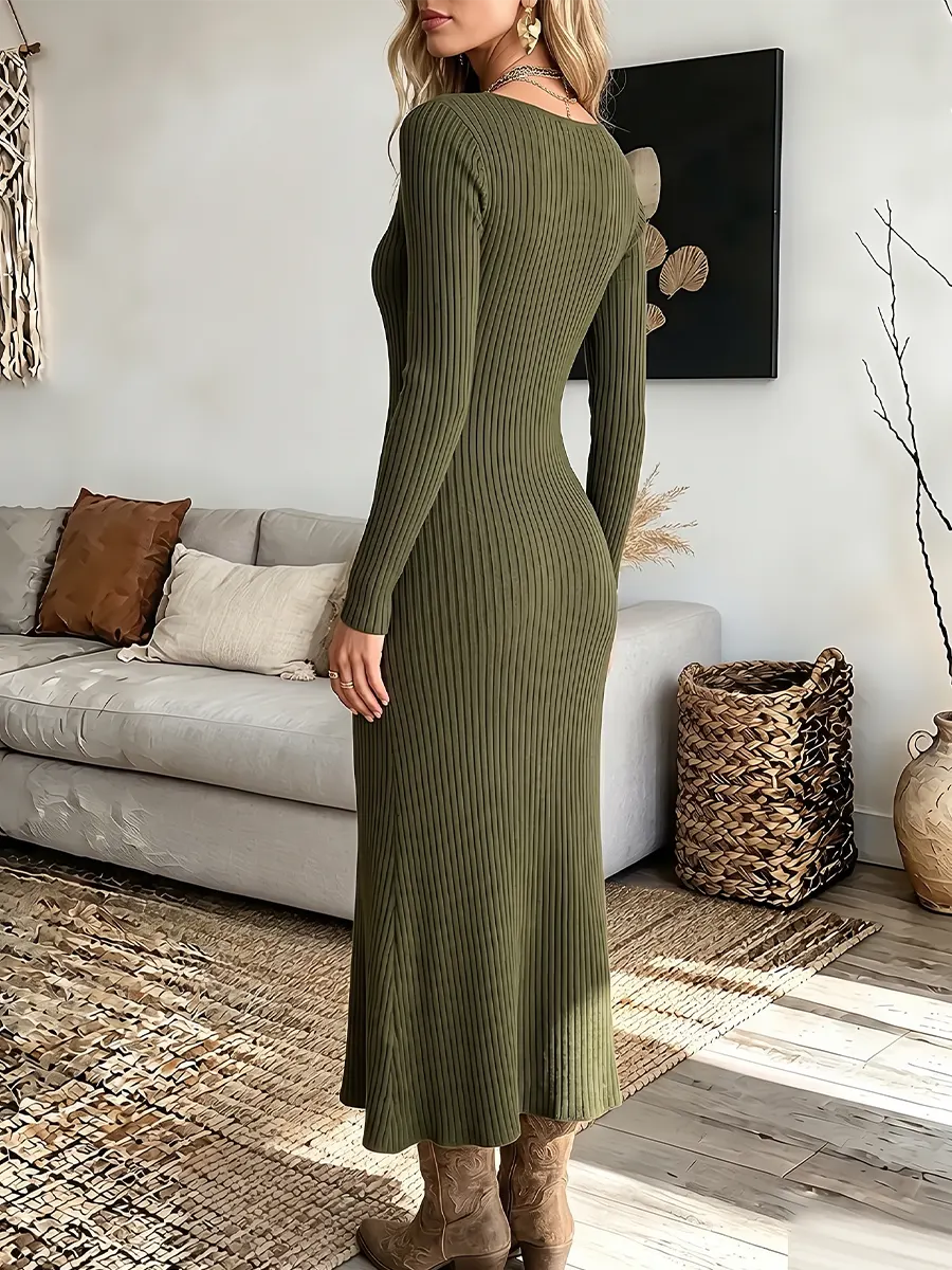 Vintage Elegant Knitted Fabric Dress