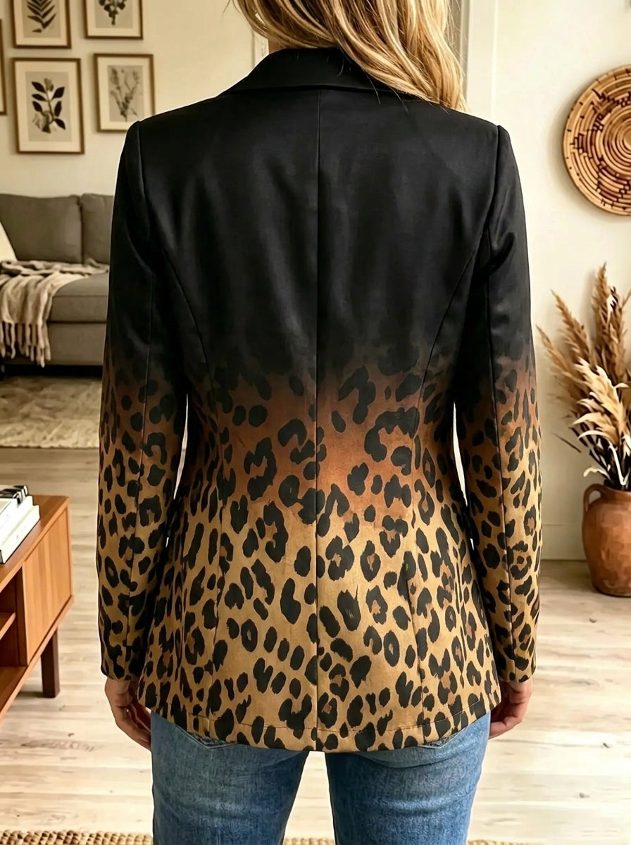 Women's Ombre Leopard Print Single-Button Blazer