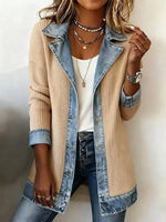 Retro Patchwork Art Casual Stylish Lapel Long Sleeve Coat