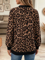 Women's Leopard Half-Zip Ring Pull Sweatshirt