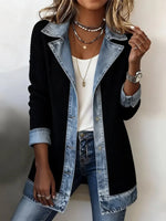 Retro Patchwork Art Casual Stylish Lapel Long Sleeve Coat