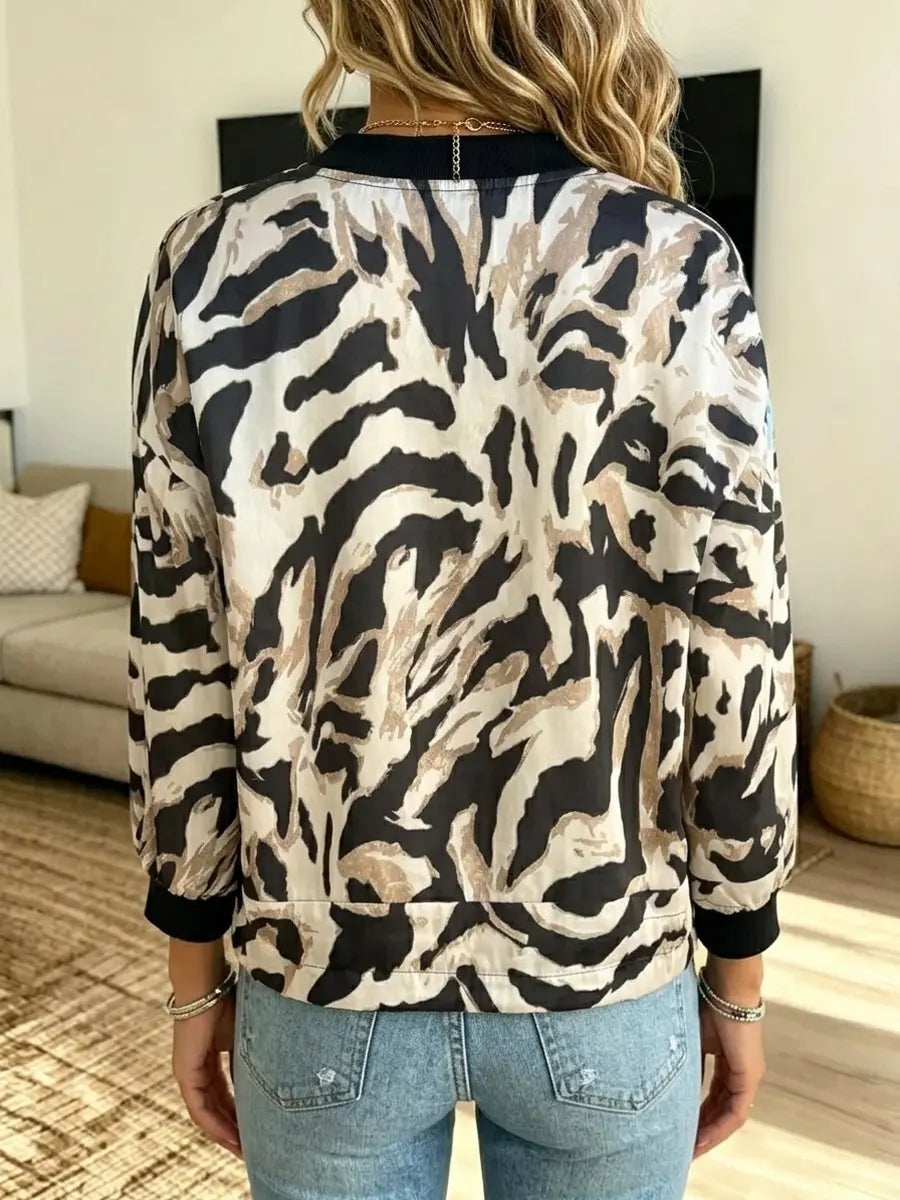 Retro Leopard Pattern Long Sleeve Casual Stylish Jacket