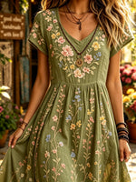 Women's Wildflower Botanical Print Maxi Dress