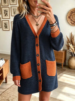 Women's Colorblock Trim Button-Down Knit Cardigan