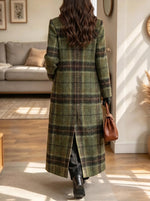 Women's Plaid Woolen Maxi Coat