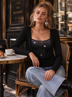 Women's Long Sleeve Cowl Neck Top