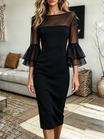 Vintage Elegant Patchwork Sheer Dress