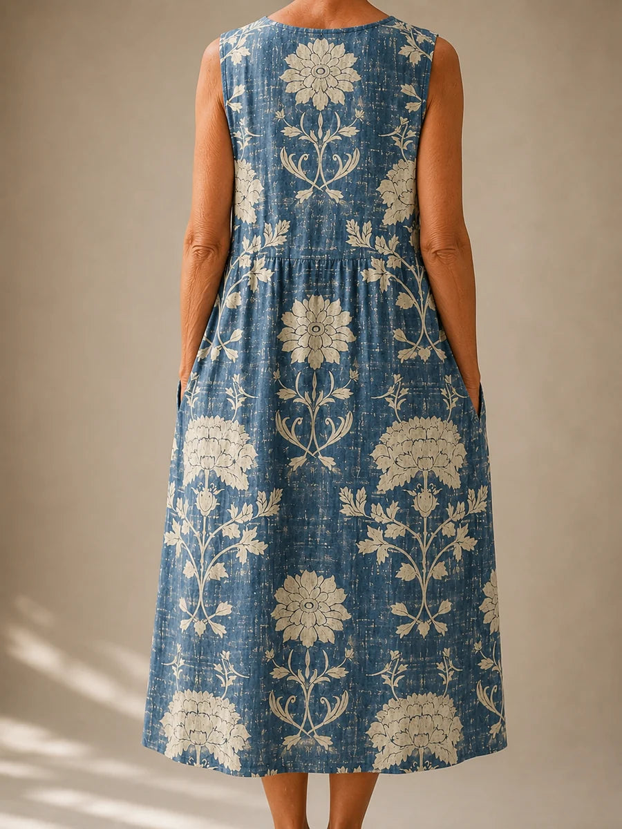 Women's Vintage Floral Tank Maxi Dress