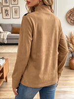 Vintage Elegant Suede Patchwork With Lace Sweatshirt