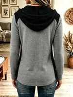 Women's Colorblock Button Henley Waffle Hoodie