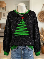 Women's Christmas Tree Plaid Trim Sweatshirt