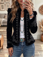 Women's Velvet Frayed Western-style Short Jacket