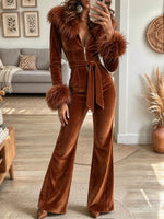 Women's Retro Bohemian Frayed Corduroy Jumpsuit