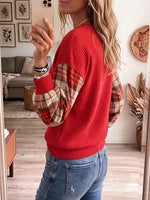 Vintage Elegant Knit Patchwork Plaid Shirt