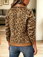 Retro Chic Leopard Pattern Patchwork Art Casual Stylish Long Sleeve Coat