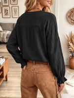 Vintage Elegant Cotton-linen Patchwork With Raw Edges Shirt