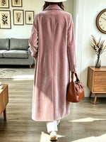 Retro Elegant Velvet Art Lapel Casual Stylish Long Sleeve Long Coat