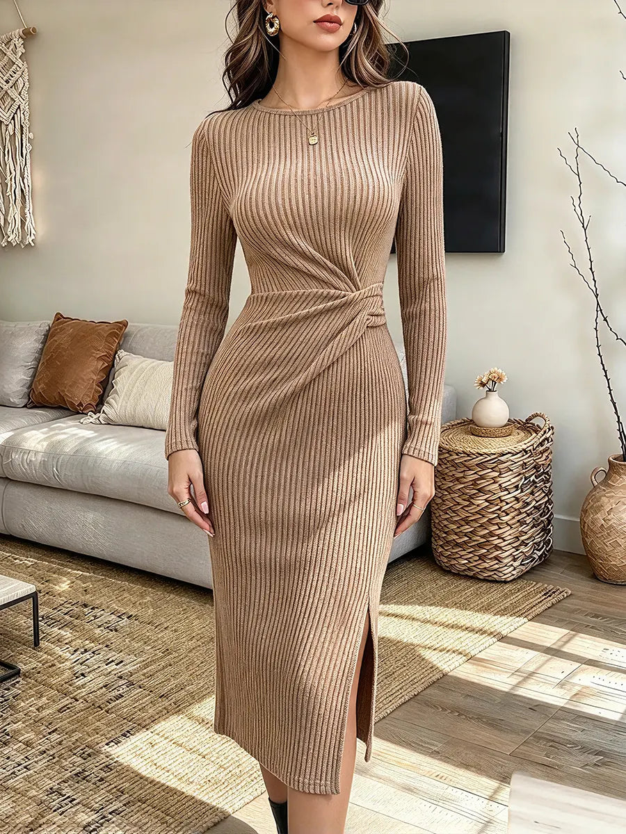 Vintage Elegant Knitted Crossover Dress