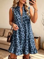 Women's Leopard Print Half-Zip Dress