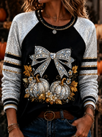 Women's Sequin Sleeve Pumpkin Graphic Sweatshirt