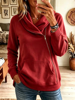 Women's Asymmetrical Zip Cowl Neck Sweatshirt