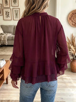 Women's Tiered Ruffle Chiffon Blouse