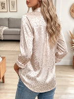 Vintage Elegant Leopard Print Satin Shine Shirt