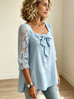 Women's Bow-Tie Lace Sleeve Blouse