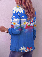 Vintage Elegant Pattern Patchwork Ruffled Jacket