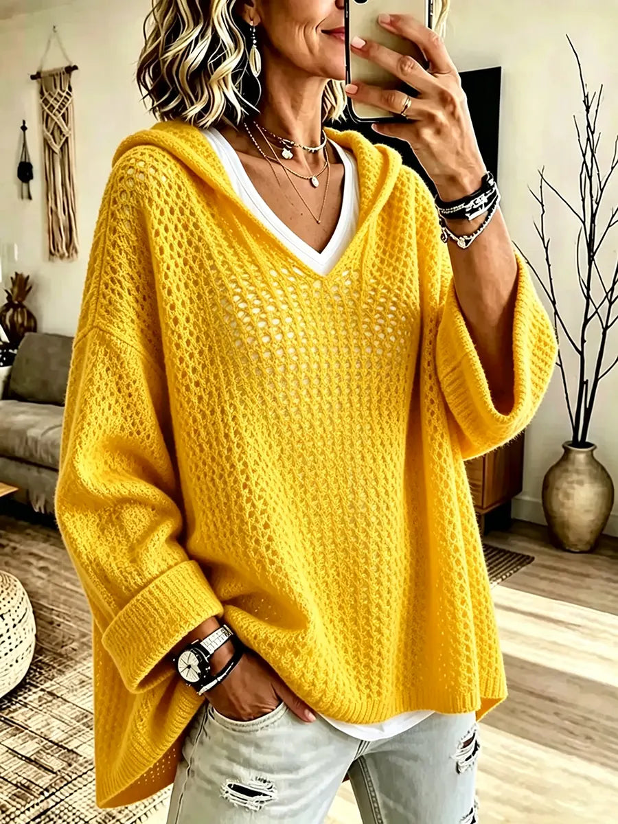 Vintage Sun-protective Knit Hoodie Sweater