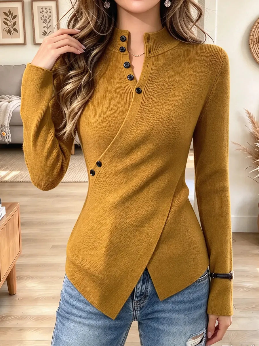 Retro Chic Turtleneck Knit Art Casual Stylish Long Sleeve Sweater