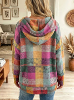 Women's Colorful Plaid Kangaroo Pocket Hoodie