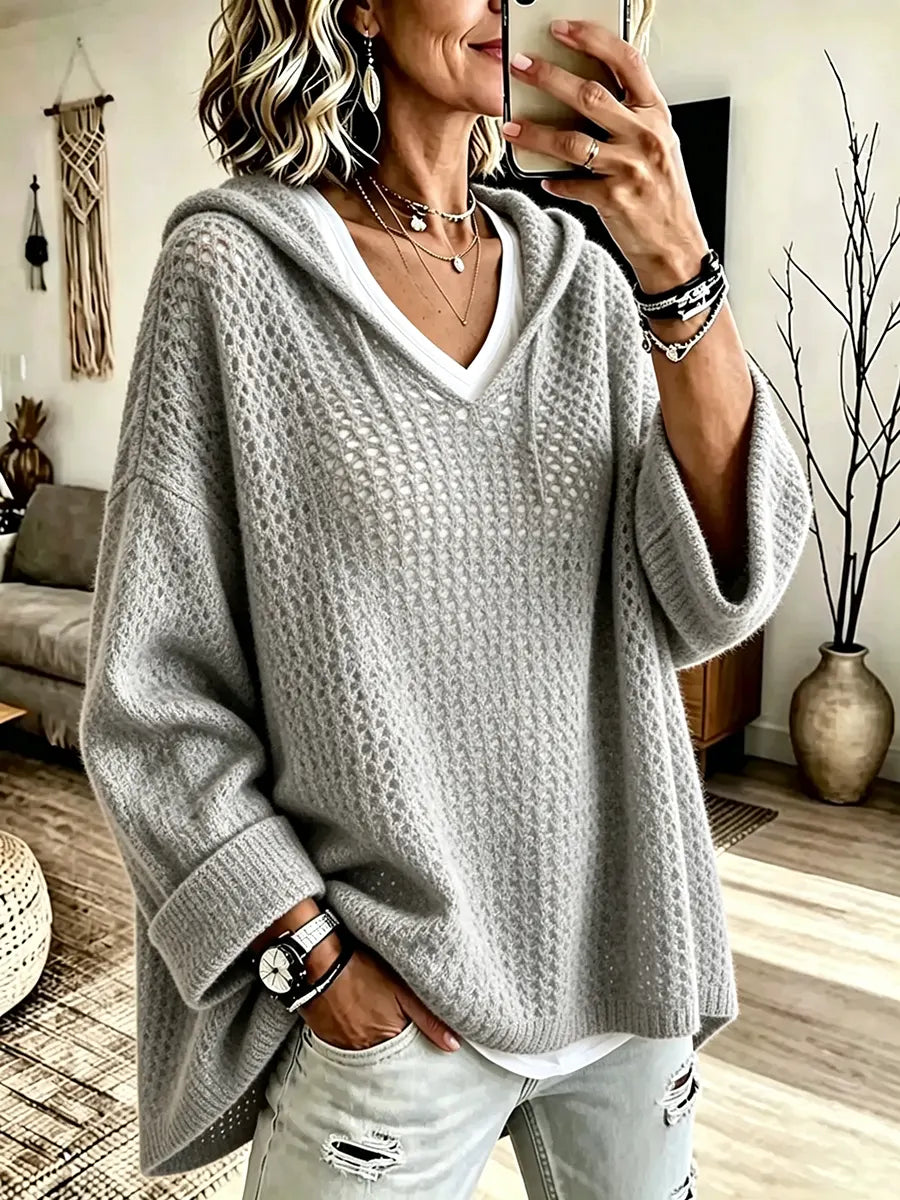 Vintage Sun-protective Knit Hoodie Sweater